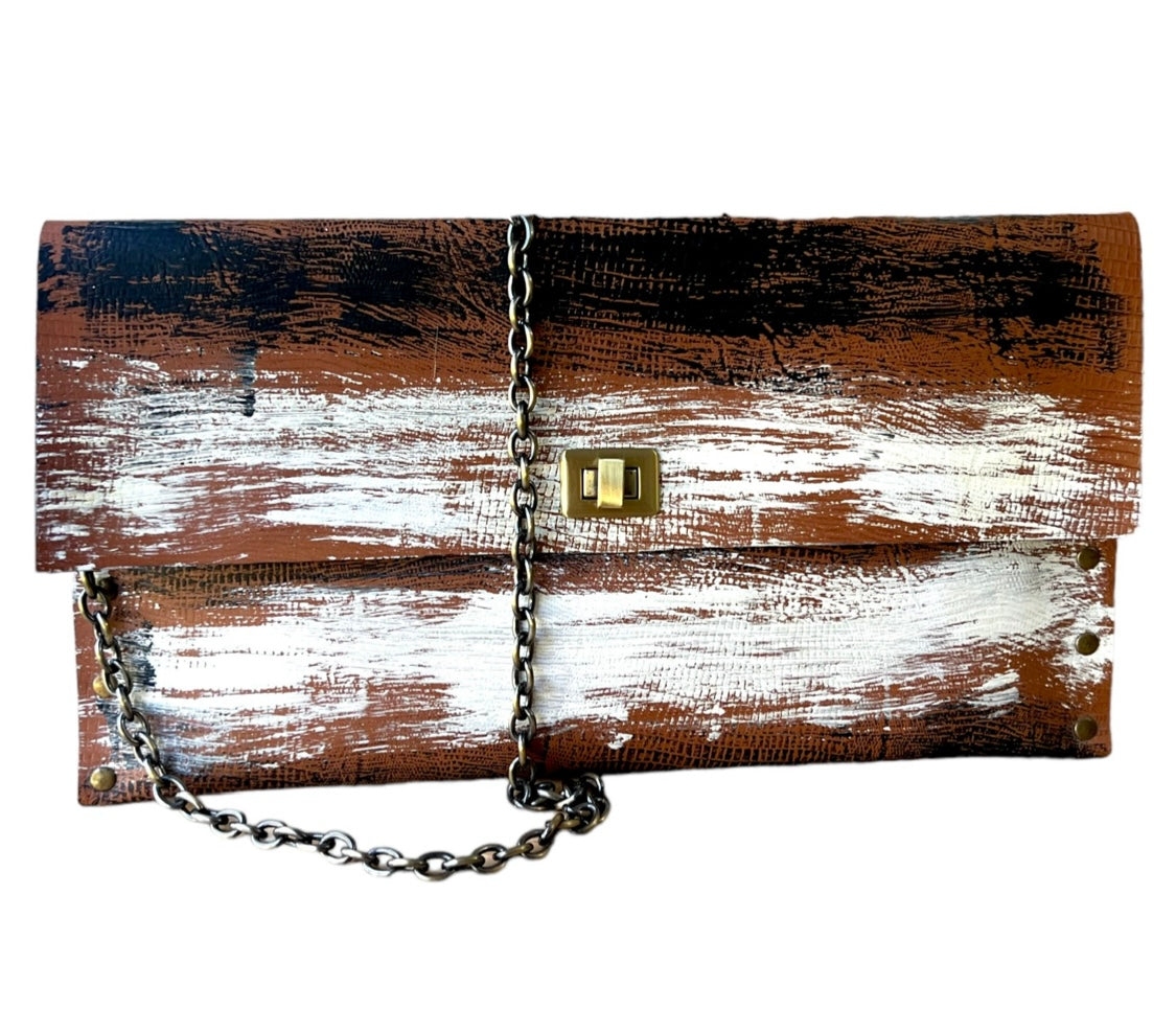 Hand-Painted Leather Clutch