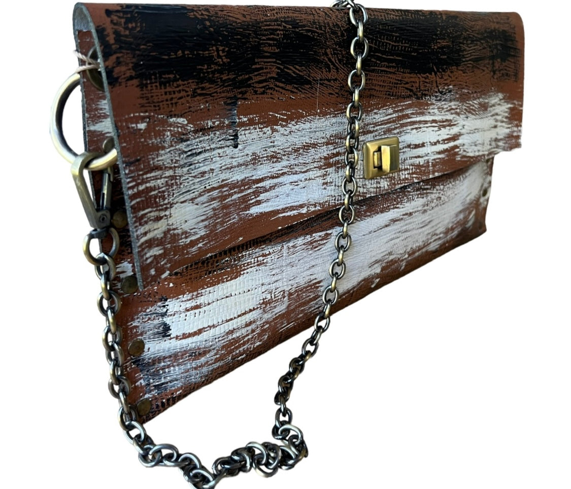 Hand-Painted Leather Clutch