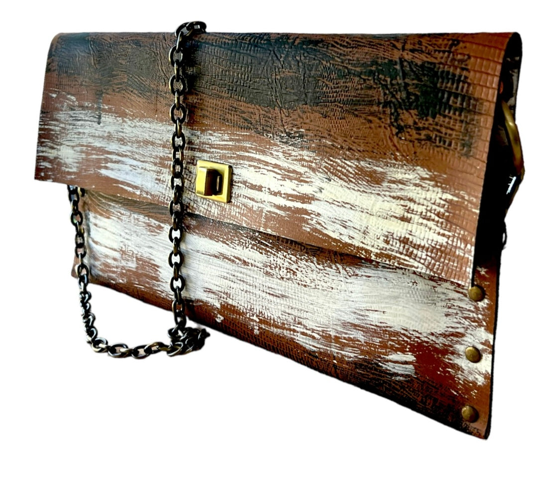 Hand-Painted Leather Clutch