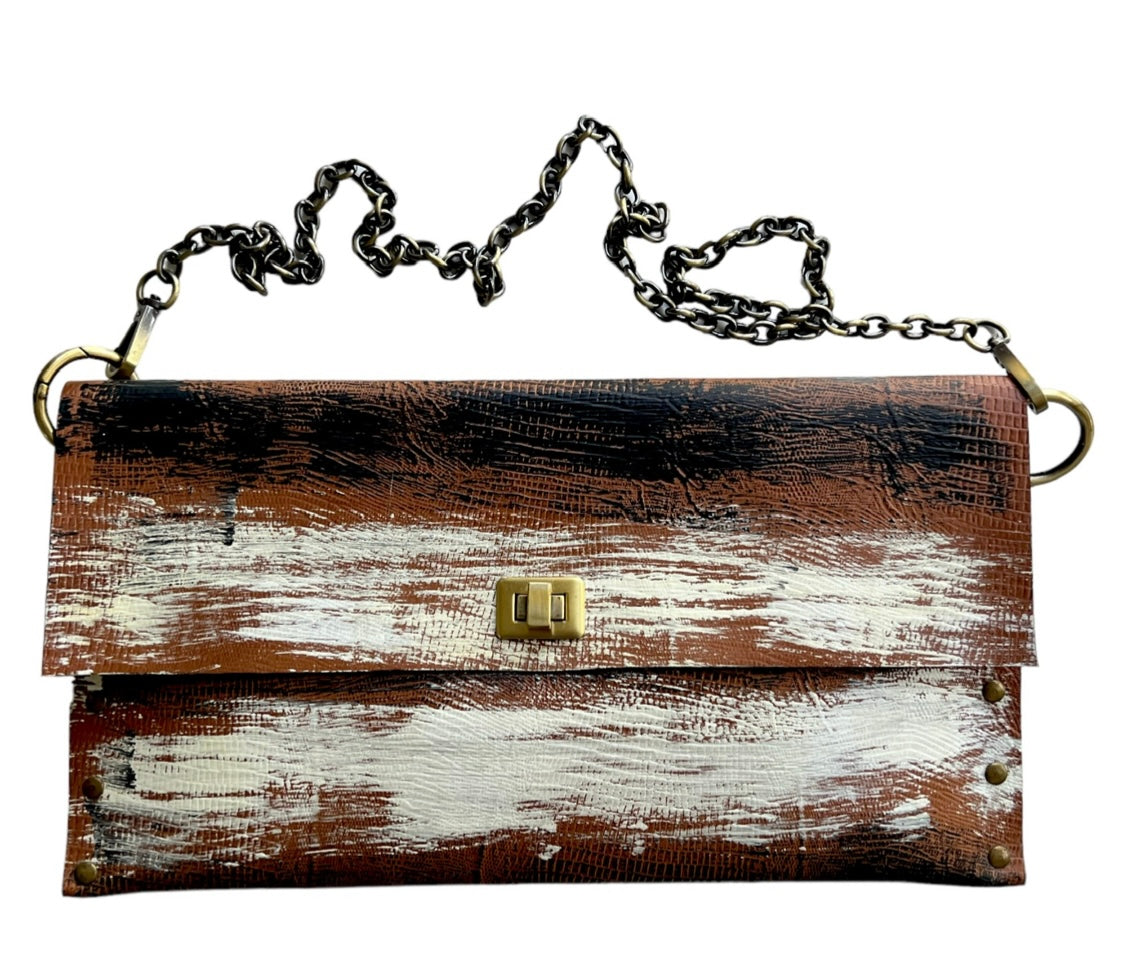 Hand-Painted Leather Clutch