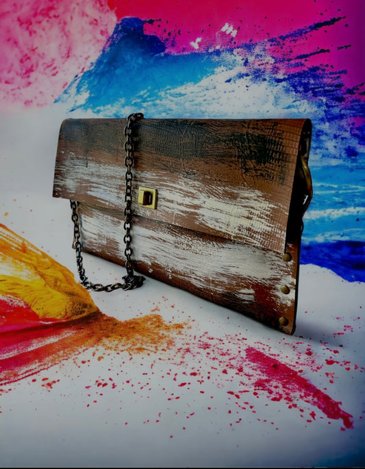 Hand-Painted Leather Clutch