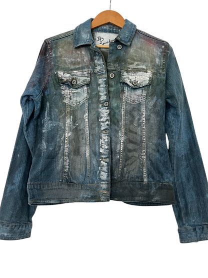 Modern Grunge Hand-Painted Denim Jacket – Streetwear Style **