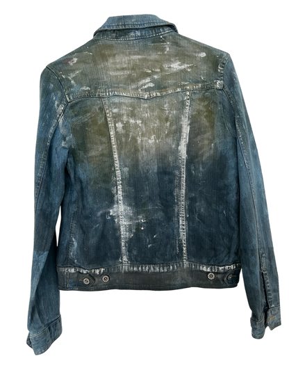 Modern Grunge Hand-Painted Denim Jacket – Streetwear Style **