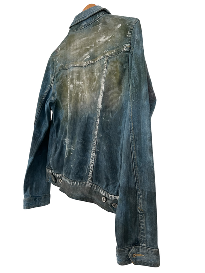 Modern Grunge Hand-Painted Denim Jacket – Streetwear Style **