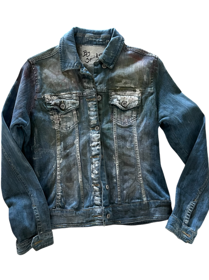 Modern Grunge Hand-Painted Denim Jacket – Streetwear Style **