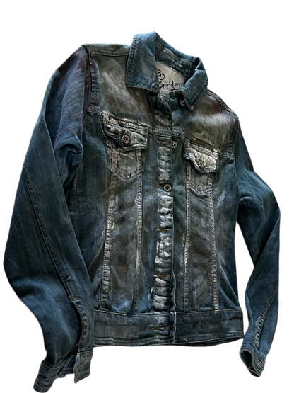 Modern Grunge Hand-Painted Denim Jacket – Streetwear Style **