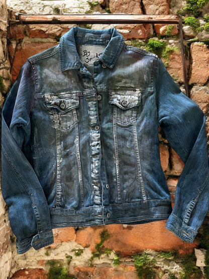 Modern Grunge Hand-Painted Denim Jacket – Streetwear Style **