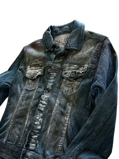 Modern Grunge Hand-Painted Denim Jacket – Streetwear Style **