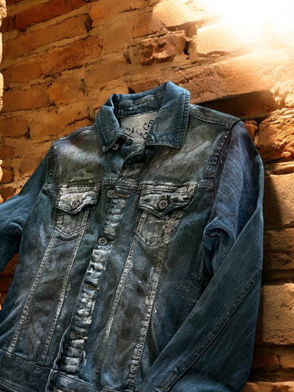 Modern Grunge Hand-Painted Denim Jacket – Streetwear Style **