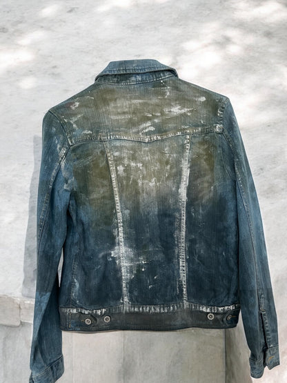 Modern Grunge Hand-Painted Denim Jacket – Streetwear Style **