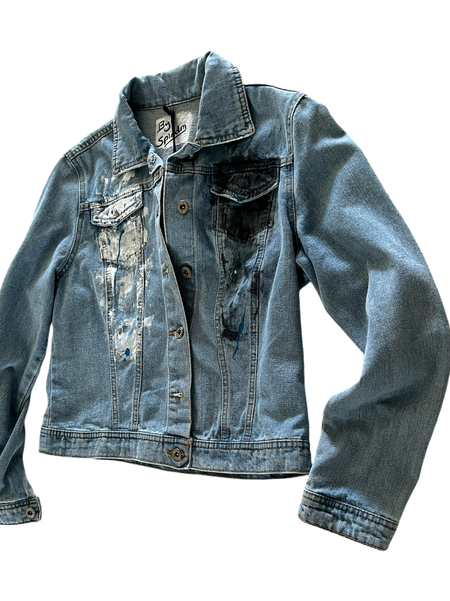 Modern Streetwear Short Denim Jacket - Hand-Painted Art