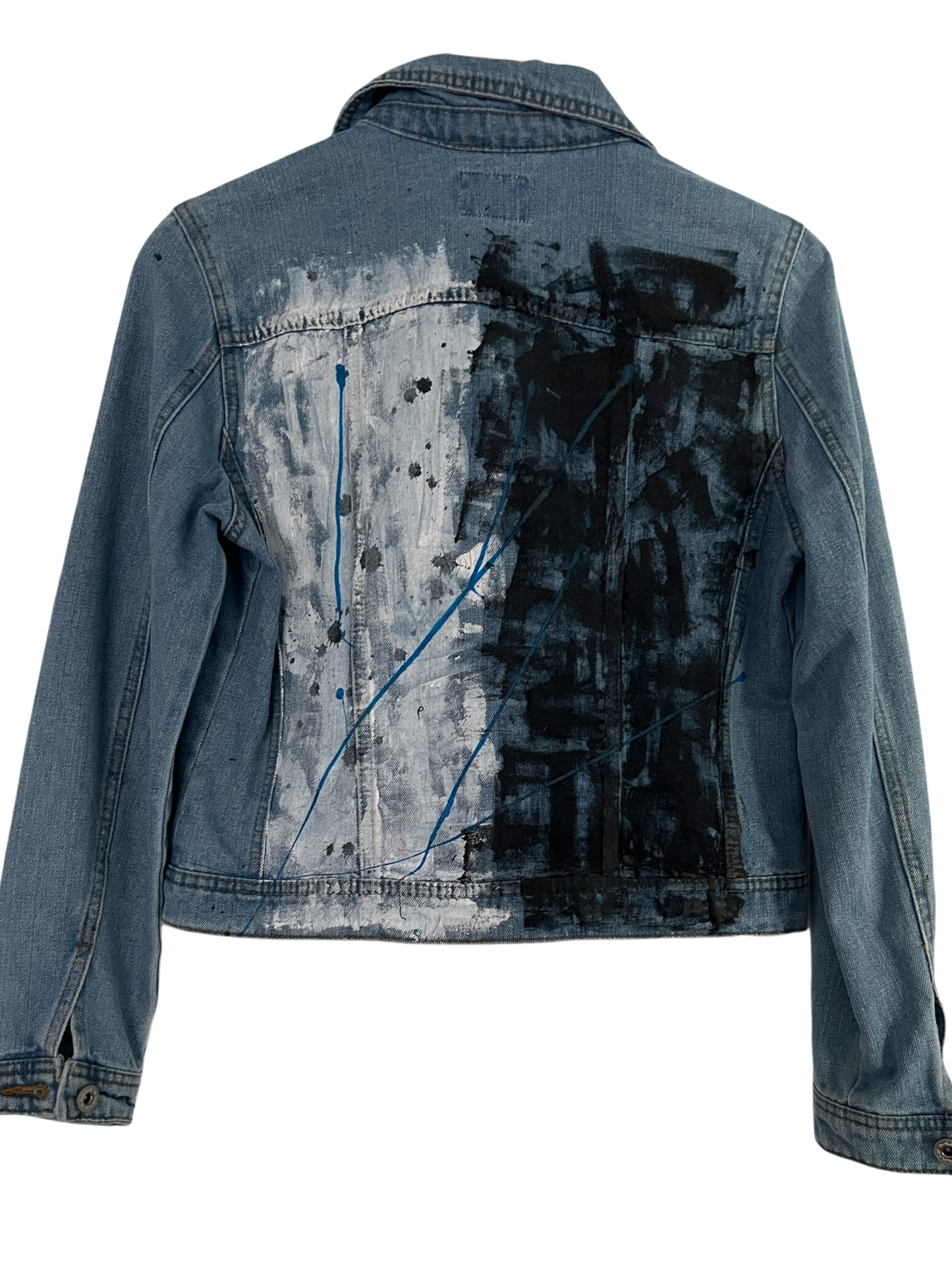 Modern Streetwear Short Denim Jacket - Hand-Painted Art