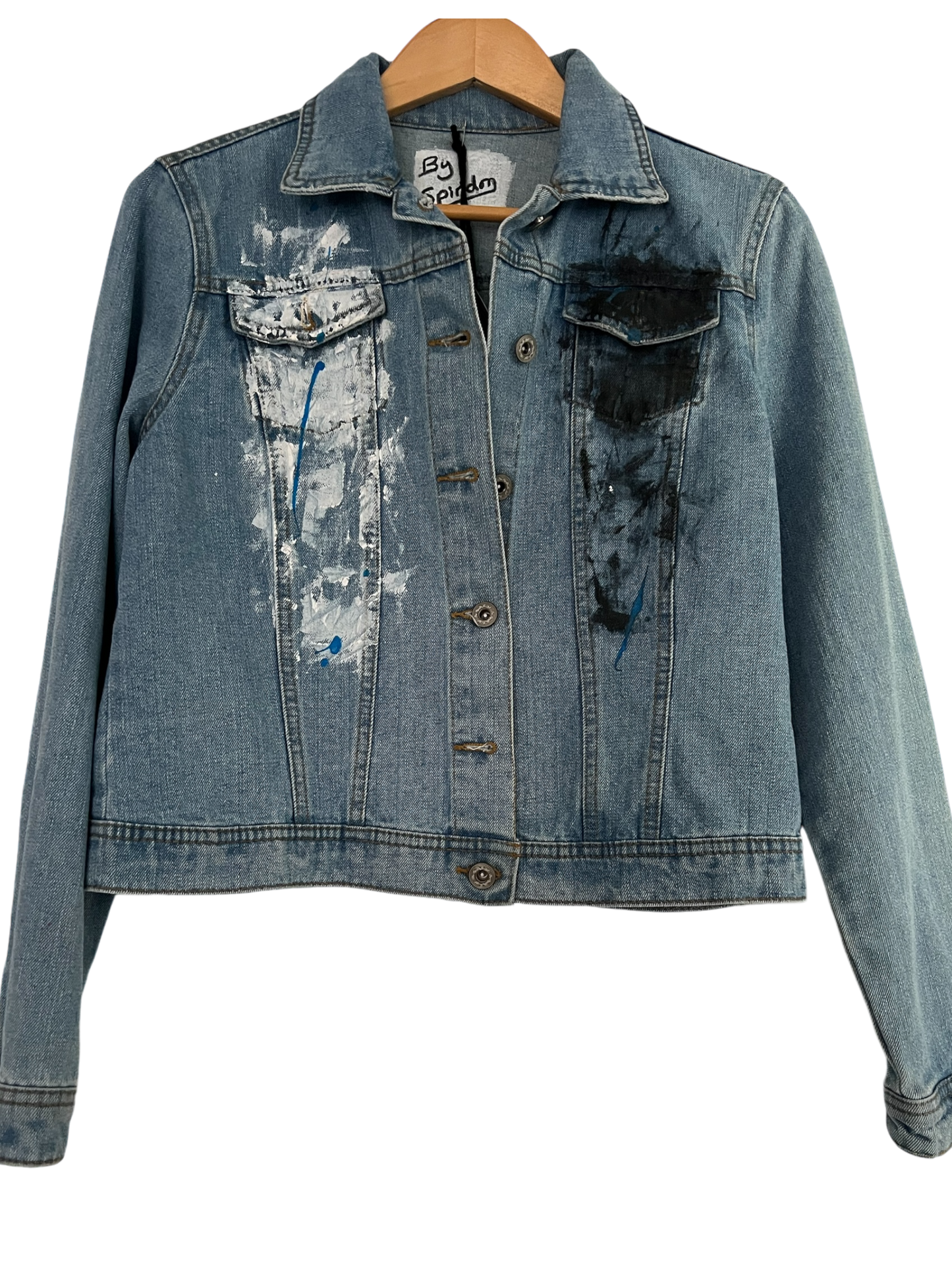 Modern Streetwear Short Denim Jacket - Hand-Painted Art