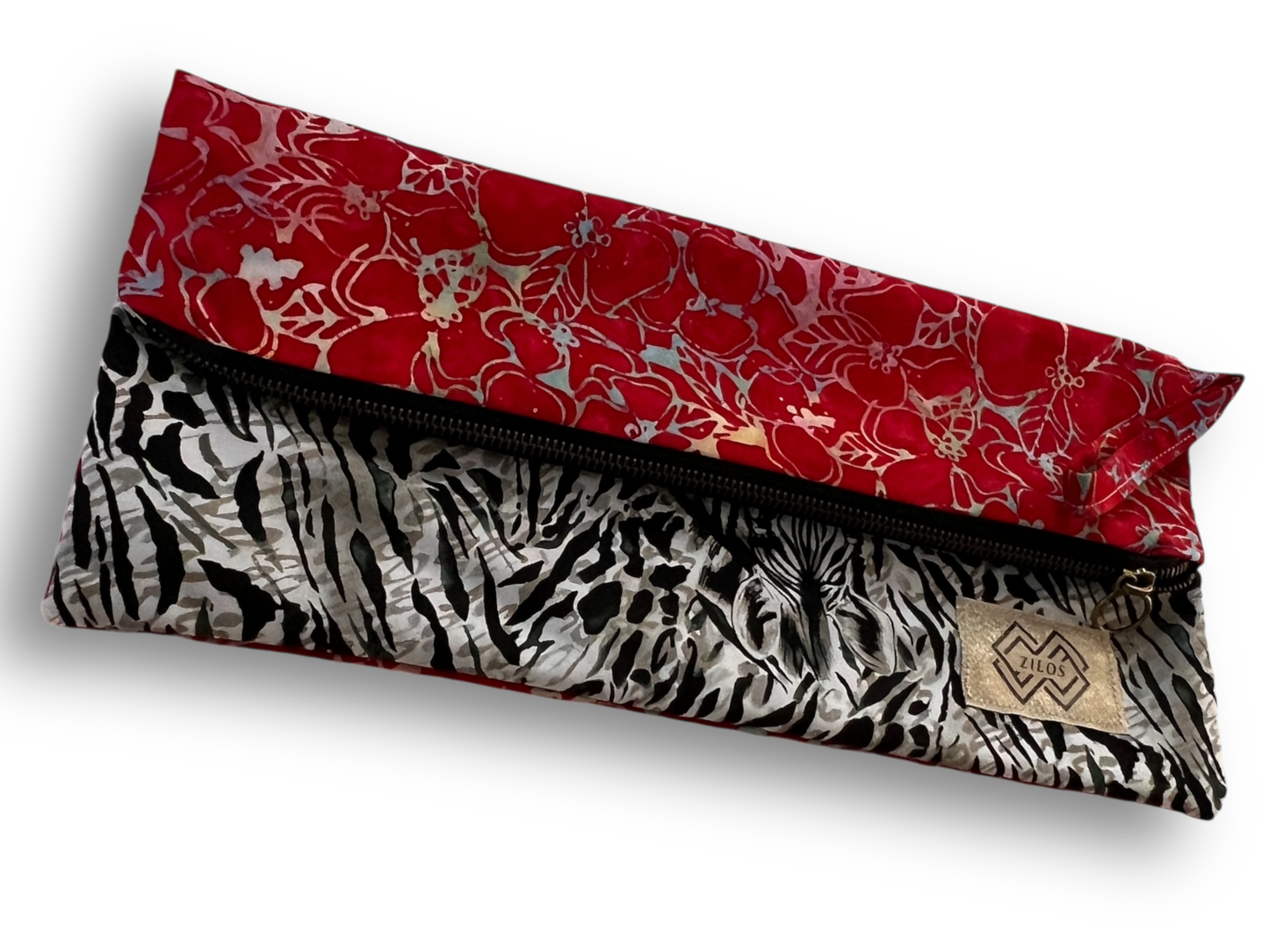 Zebra and Floral Fusion Clutch Bag