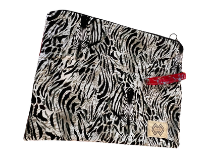 Dual-Sided Cotton Clutch – Zebra & Floral Fusion