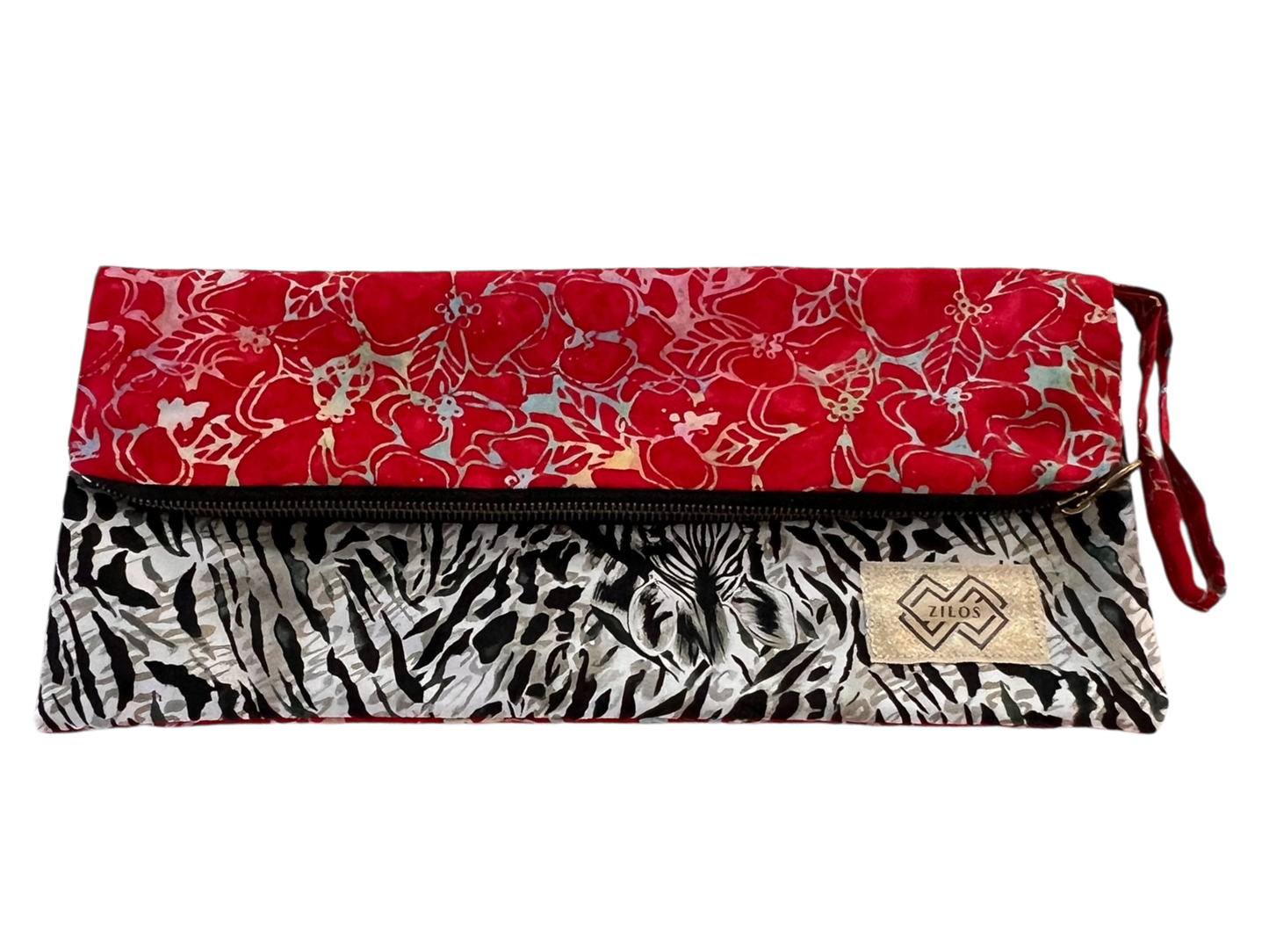 Zebra and Floral Fusion Clutch Bag