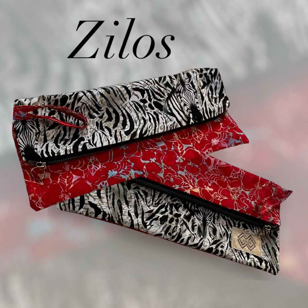 Zebra and Floral Fusion Clutch Bag