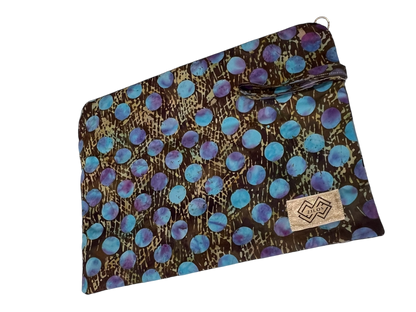 Dual Sided Cotton Clutch Bag - Blue & Gold Floral | Zilos