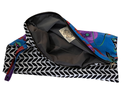 Dual-Sided Cotton Clutch - Geometric & Tropical Print