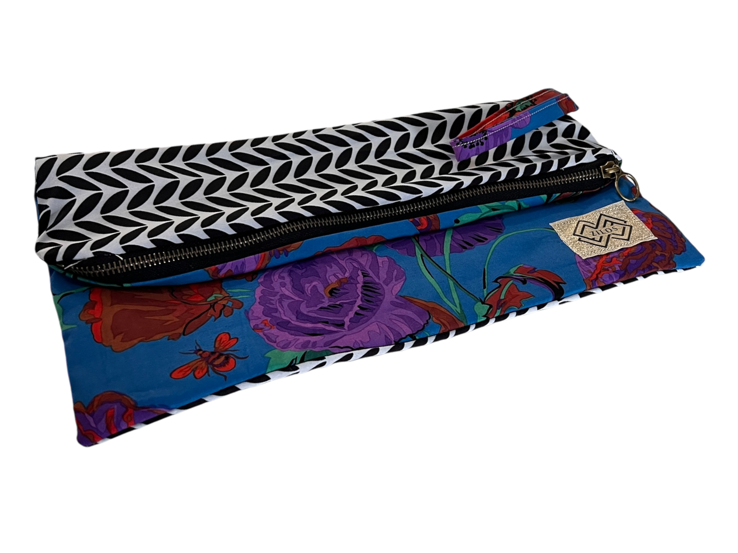 Geometric Elegance and Tropical Vibrance Dual-Sided Clutch