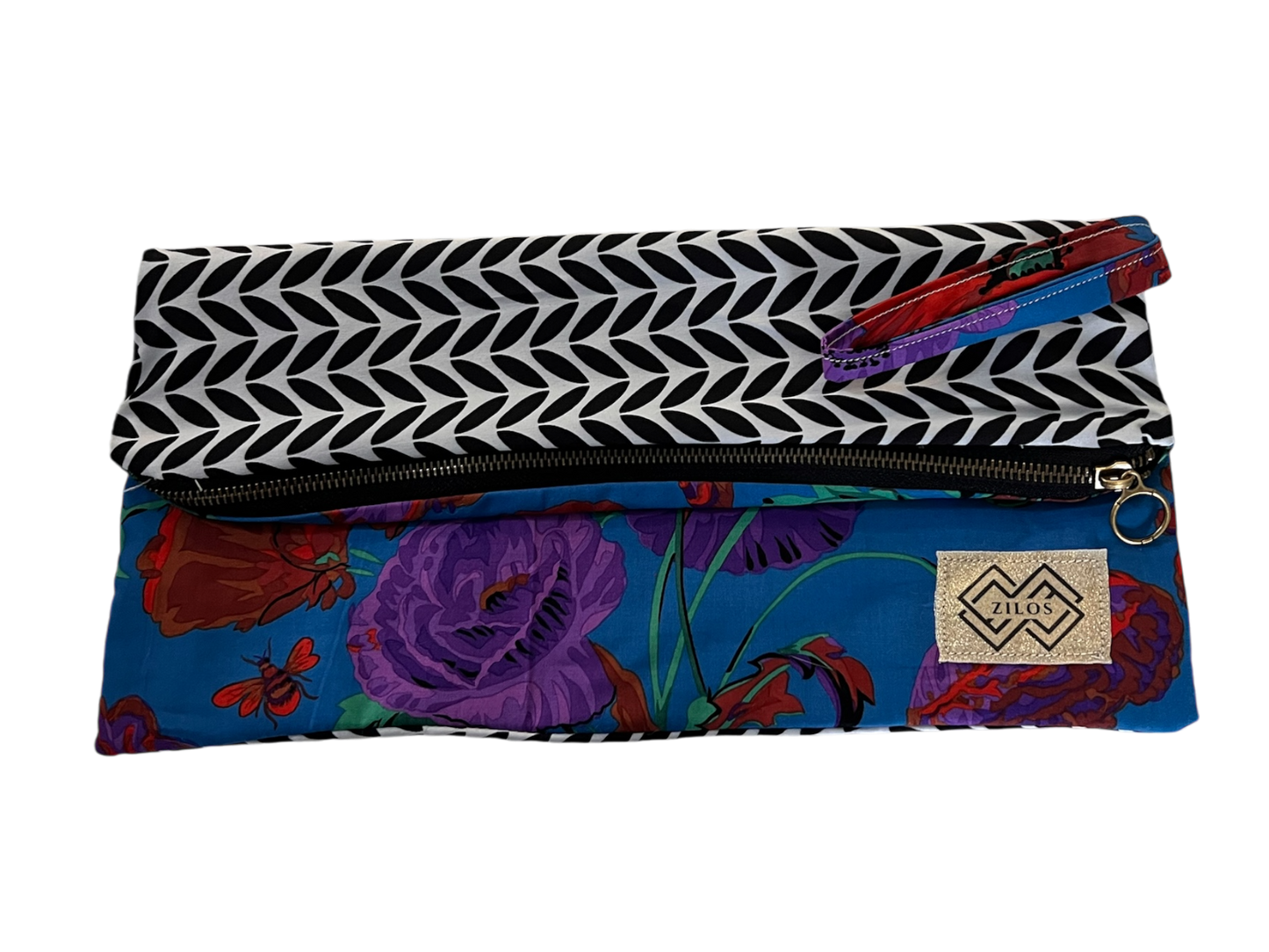 Geometric Elegance and Tropical Vibrance Dual-Sided Clutch