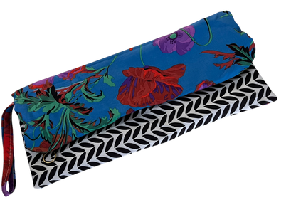 Dual-Sided Cotton Clutch - Geometric & Tropical Print