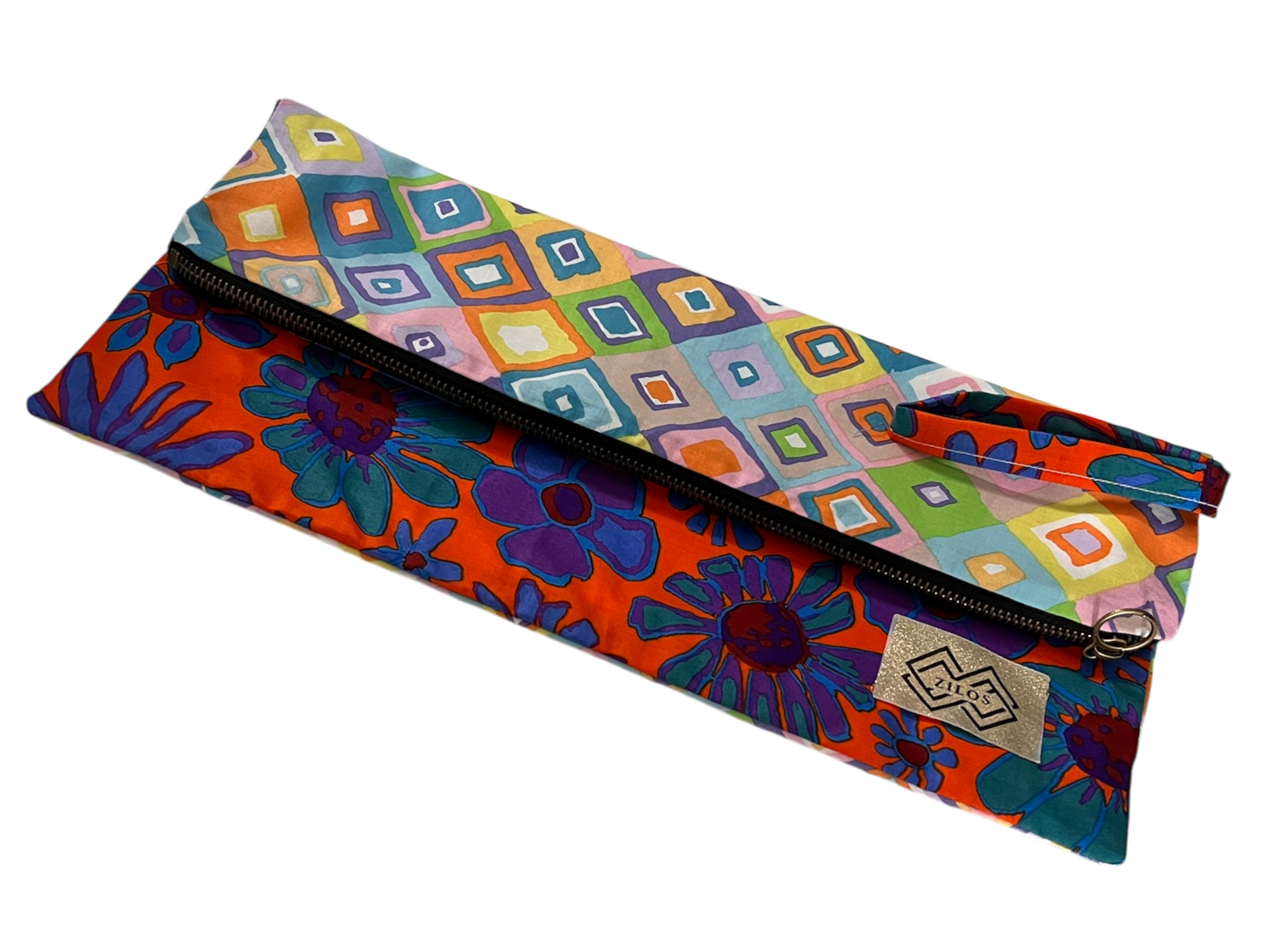 Colorful Geometric and Floral Zipper Pouch