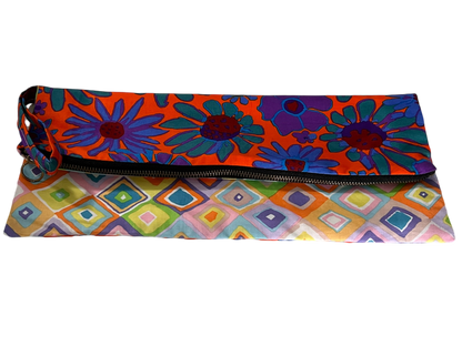Dual-Sided Art Cotton Clutch - Geometric & Floral
