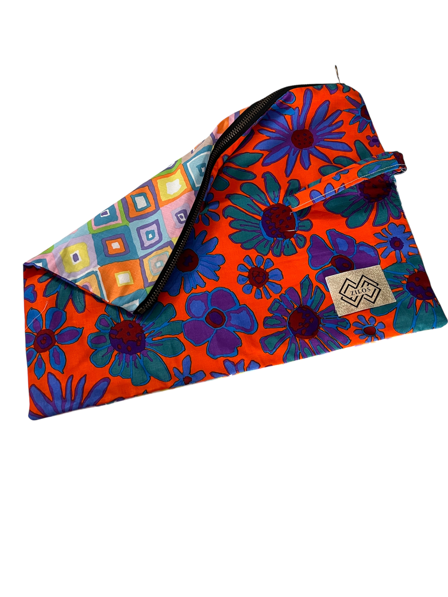 Colorful Geometric and Floral Zipper Pouch