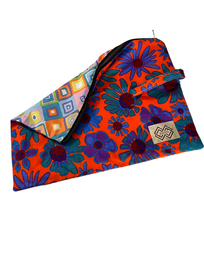 Dual-Sided Art Cotton Clutch - Geometric & Floral