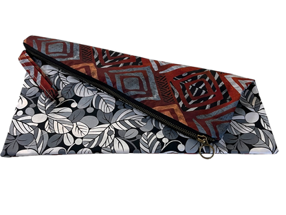 Artistic Cotton Clutch - Geometric & Floral Contrast