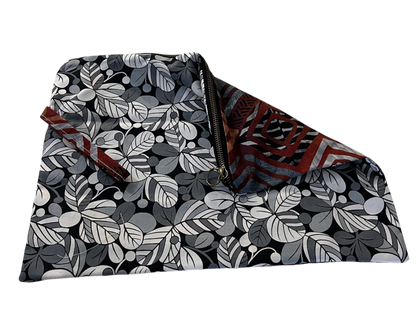Artistic Cotton Clutch - Geometric & Floral Contrast
