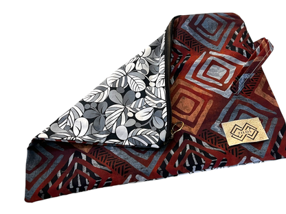 Artistic Cotton Clutch - Geometric & Floral Contrast