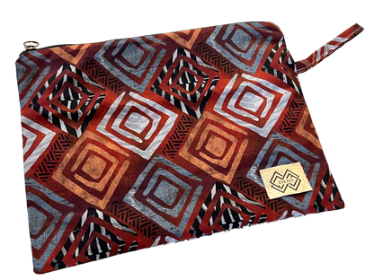 Artistic Cotton Clutch - Geometric & Floral Contrast