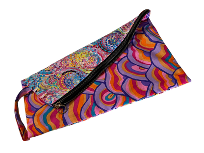 Colorburst Cotton Clutch - Artistic Fold-Over Design