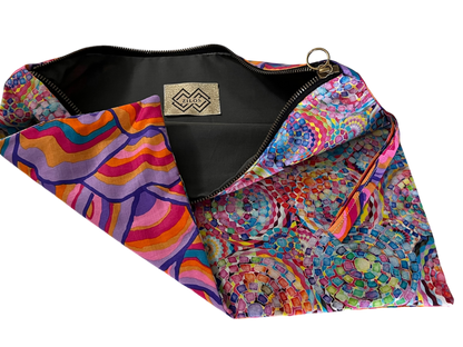 Colorburst Cotton Clutch - Artistic Fold-Over Design