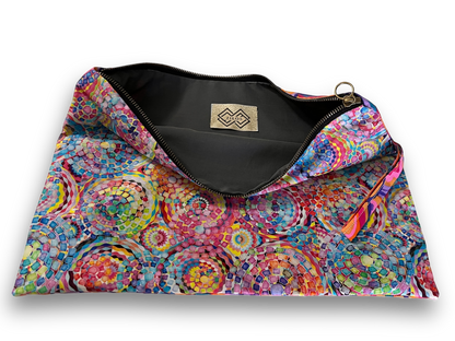 Colorburst Cotton Clutch - Artistic Fold-Over Design