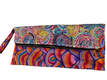 Colorburst Cotton Clutch - Artistic Fold-Over Design