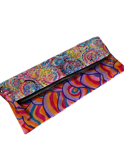 Colorburst Cotton Clutch - Artistic Fold-Over Design
