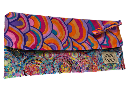 Colorburst Cotton Clutch - Artistic Fold-Over Design