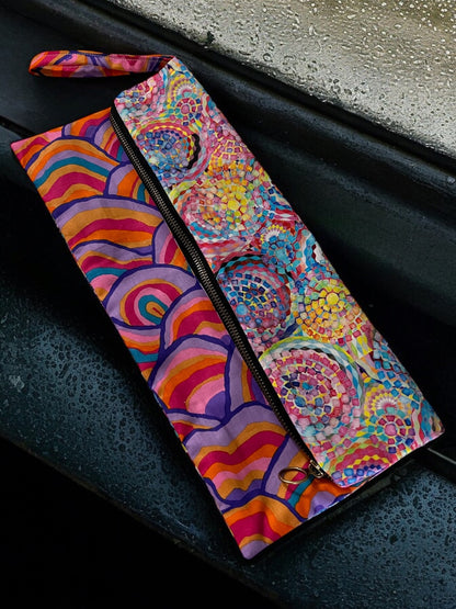 Colorburst Cotton Clutch - Artistic Fold-Over Design