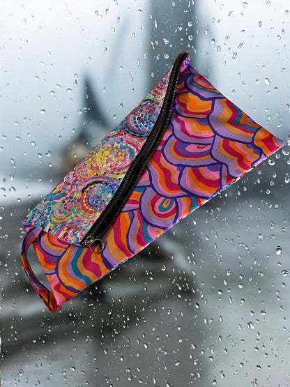 Colorburst Cotton Clutch - Artistic Fold-Over Design