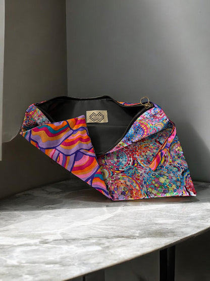 Colorburst Cotton Clutch - Artistic Fold-Over Design