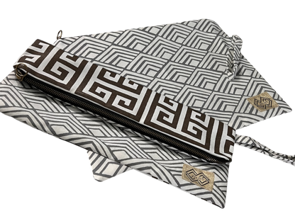 Geometriic Cotton Clutch - Greek Key Design