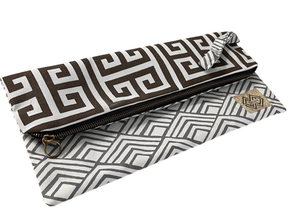 Geometriic Cotton Clutch - Greek Key Design