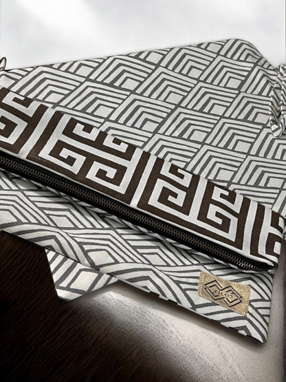 Geometriic Cotton Clutch - Greek Key Design