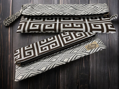 Geometriic Cotton Clutch - Greek Key Design