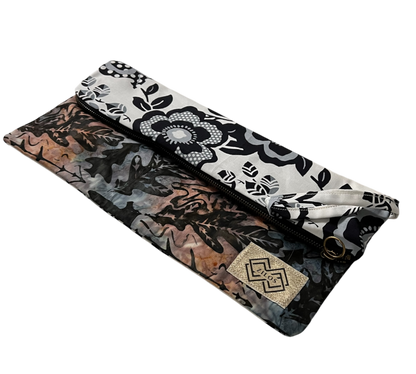 Black & Neural Two-Sided Clutch - Floral& Abstract