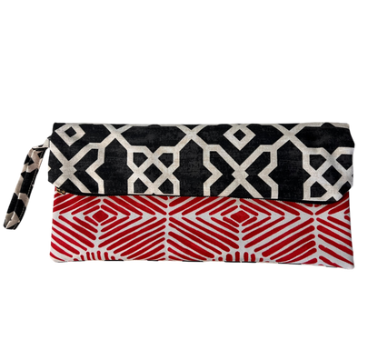 Geometric Statement Clutch - Red, Black & White