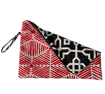 Geometric Statement Clutch - Red, Black & White